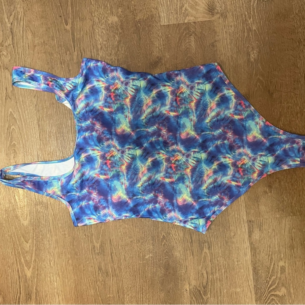 iHeartRaves Blue Floral One Piece bodysuit rave outfit - Picture 5 of 8